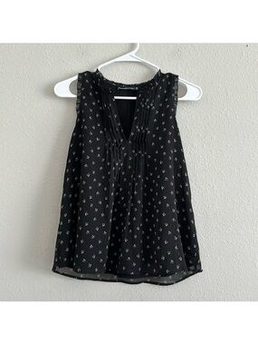 Abercrombie & Fitch Black Sleeveless Floral top blouse Pintuck Camisole